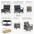 thumbnail image 3 of MEISSALIVVE 9-Piece Half-Moon Curved Outdoor Patio Furniture Set, Sectional Conversation Sofa with 2 Swivel Glide Chairs, Coffee & Side Tables for Backyard Deck Garden, Gray, 3 of 10