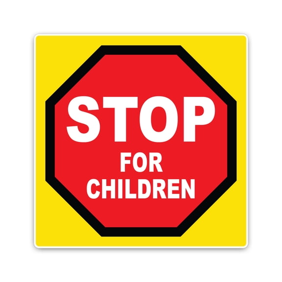 Stop For Children Octagon Sign - Ice Cream Truck Decal - Vinyl Sticker 18"x18" - Truck Safety Marking