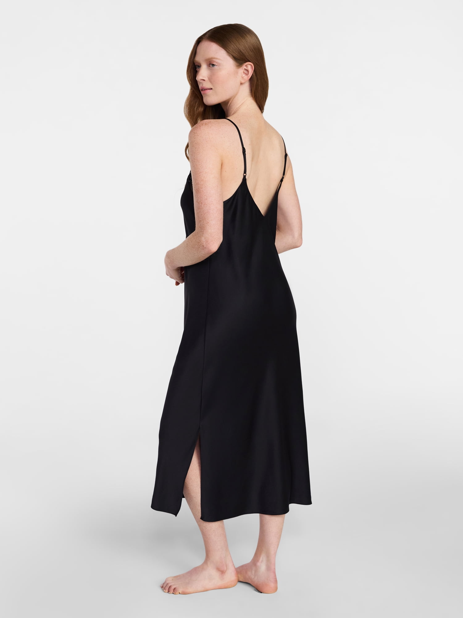 Joyspun Women’s Satin Midi Chemise, Sizes S-3X