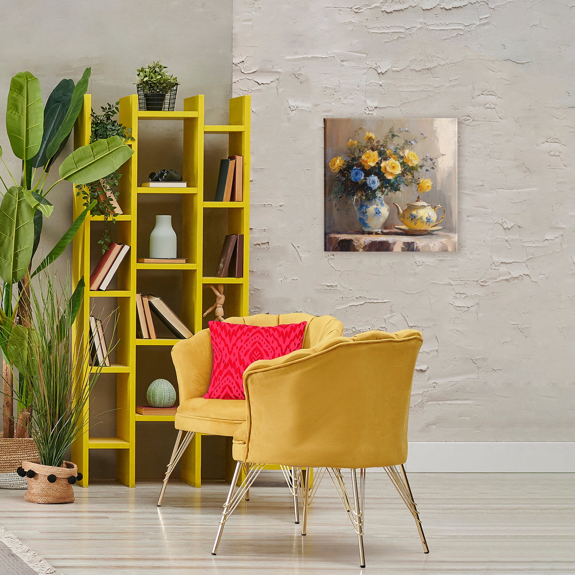 Stupell Industries Tea Time Blue & Yellow Bouquet Canvas Wall Art, design by Petal Prints Design