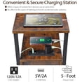 thumbnail image 3 of Set of 2 Narrow End Table with Charging Station Couch Side Table with 2 Drawers Slim Nightstand and Bedside Table for Small Spaces, for Living Room, Bedroom, Rustic Brown, 3 of 7