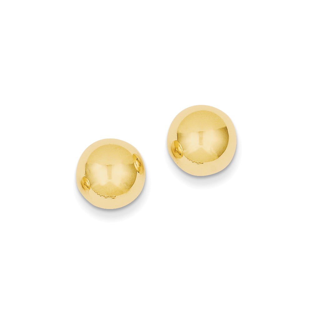 14kt Yellow Gold  Shiny Ball Post Earring Available in 3,4,5,6,7,8 or 10mm 