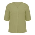thumbnail image 5 of Jxximdong Button Down Shirts for Women, Retro OL Design Sensor Sleeve and Cotton Edge Thin Top Female Shirt Summer, Green Women's Blouses, 5 of 9