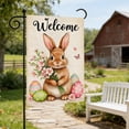 thumbnail image 6 of AZXY Easter Welcome Garden Flag 12x18 Inch, Double-Sided Linen Bunny with Easter Eggs Floral Print Waterproof Weather-Resistant Yard Flag for Spring Outdoor Garden Decorations, 6 of 7