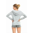 thumbnail image 4 of Sofra Women's Cotton Comfort Zip Up Hoodie Jersey Sweater - Heather Gray - XL, 4 of 4