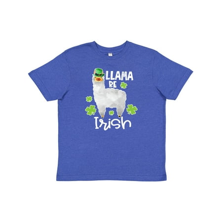 Inktastic St. Patrick s Day Llama Be Irish with Green Shamrocks Youth T-Shirt