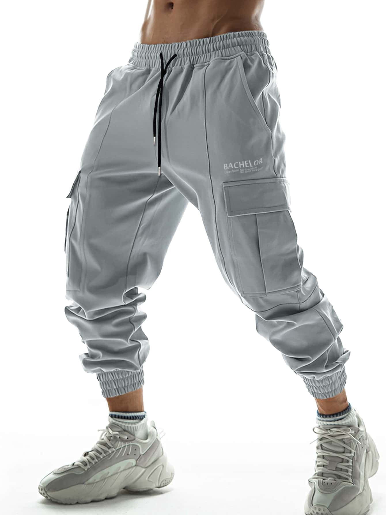 Men Letter Graphic Flap Pocket 