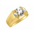 thumbnail image 3 of RYLOS Men's Rings Yellow Gold Plated Silver Rings Classic Designer  9X7MM Gemstone &  Diamond Ring White Topaz April Birthstone Ring Size 11, 3 of 7