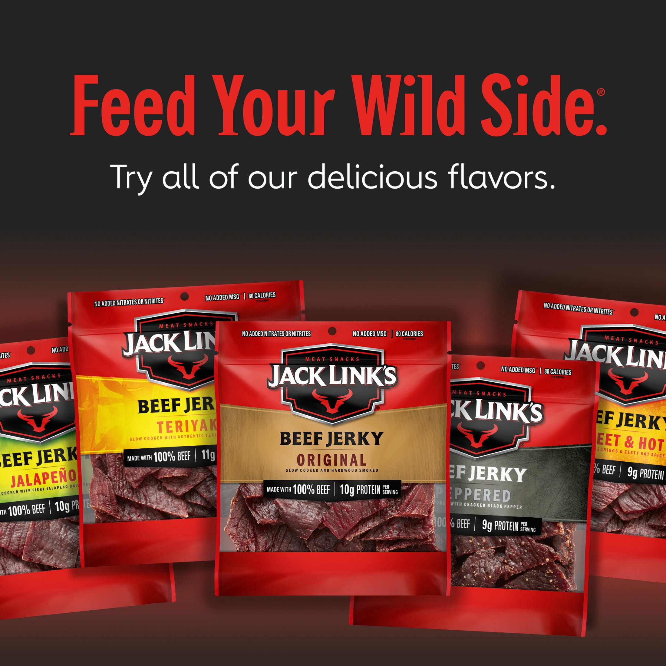 Jack Link’s Beef Jerky, 100% Beef, Original, 2.85 oz, 10g of Protein per Serving (Pack of 8)