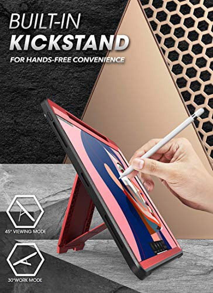 SUPCASE UB Pro Series Case for iPad Pro 12.9 inch 2020 Release, Support Apple Pencil Charging with Built-in Screen Protector Full-Body Rugged Kickstand Protective Case (Red)