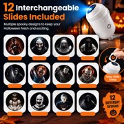 Halloween Hologlass Projector for Car Window, USB Powered 360° Rotating Horror Light with 12 Interchangeable Slides for Halloween Decorations