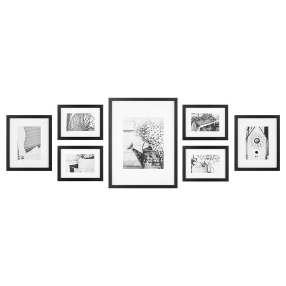 Gallery Perfect Ensemble de Cadres Photo Multi-Tailles, Lot de 7, Cadres Muraux de Galerie Noirs avec Quincaillerie de Suspension, Verre Clair - un 12x16, Tw