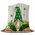 thumbnail image 6 of St. Patrick's Day Blanket Soft Cozy Warm Twin Blanket for Bed, Plush Fuzzy Flannel Fleece Blankets for Sofa, Shamrocks Gnomes Coin Beige Leaves Throw Blankets for Couch, Gifts for Men, 60"x80", 6 of 9