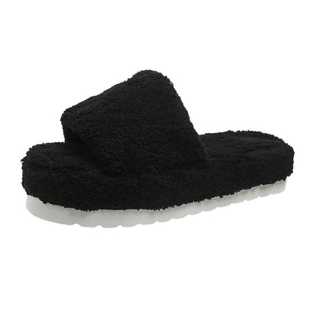 

Jungdeepe Women s Autumn And Winter Fashion Solid Color Suede Open Toe Thick Sole Slippers Home Casual Comfortable Outdoor Slippers Indoor Outdoor Slippers Women Booties Womens Booties Socks Slippers