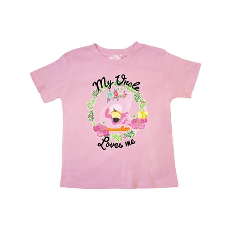 

Inktastic Baby Flamingo My Uncle Loves Me with Flower Wreath Gift Toddler Boy or Toddler Girl T-Shirt