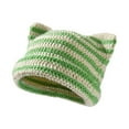 thumbnail image 1 of Qarigey Manténgase a la moda y cálido gorro tejido con orejas de gato para invierno, gorro tejido con orejas de gato, gorros tejidos Sombreros verde amarillo, 1 of 6