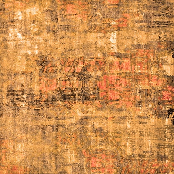 Ahgly Company Indoor Square Oriental Orange Industrial Area Rugs, 7' Square