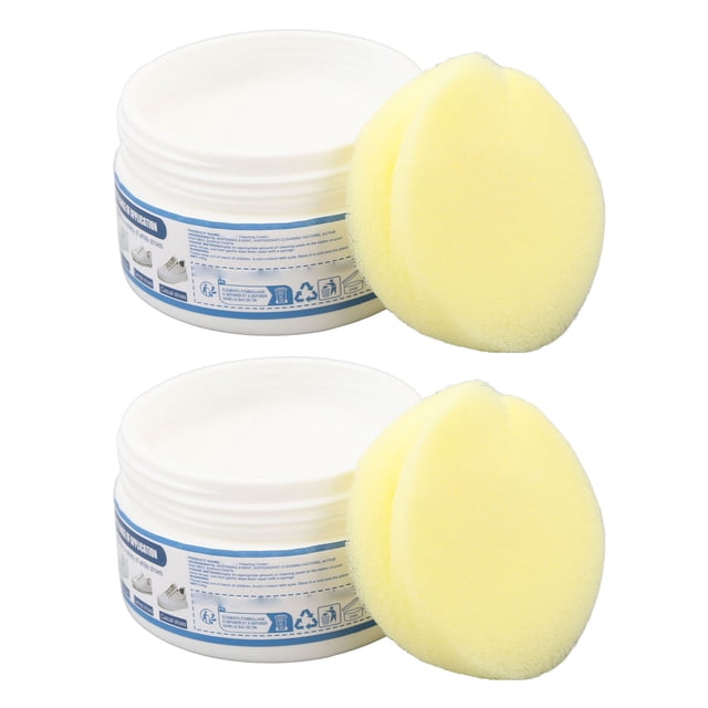 Crema de Limpija de Zapatos, Crema de Limpieza de Zapatos Blancos 2pcs 100g iluminar Multipósito con esponja para Zapatillas