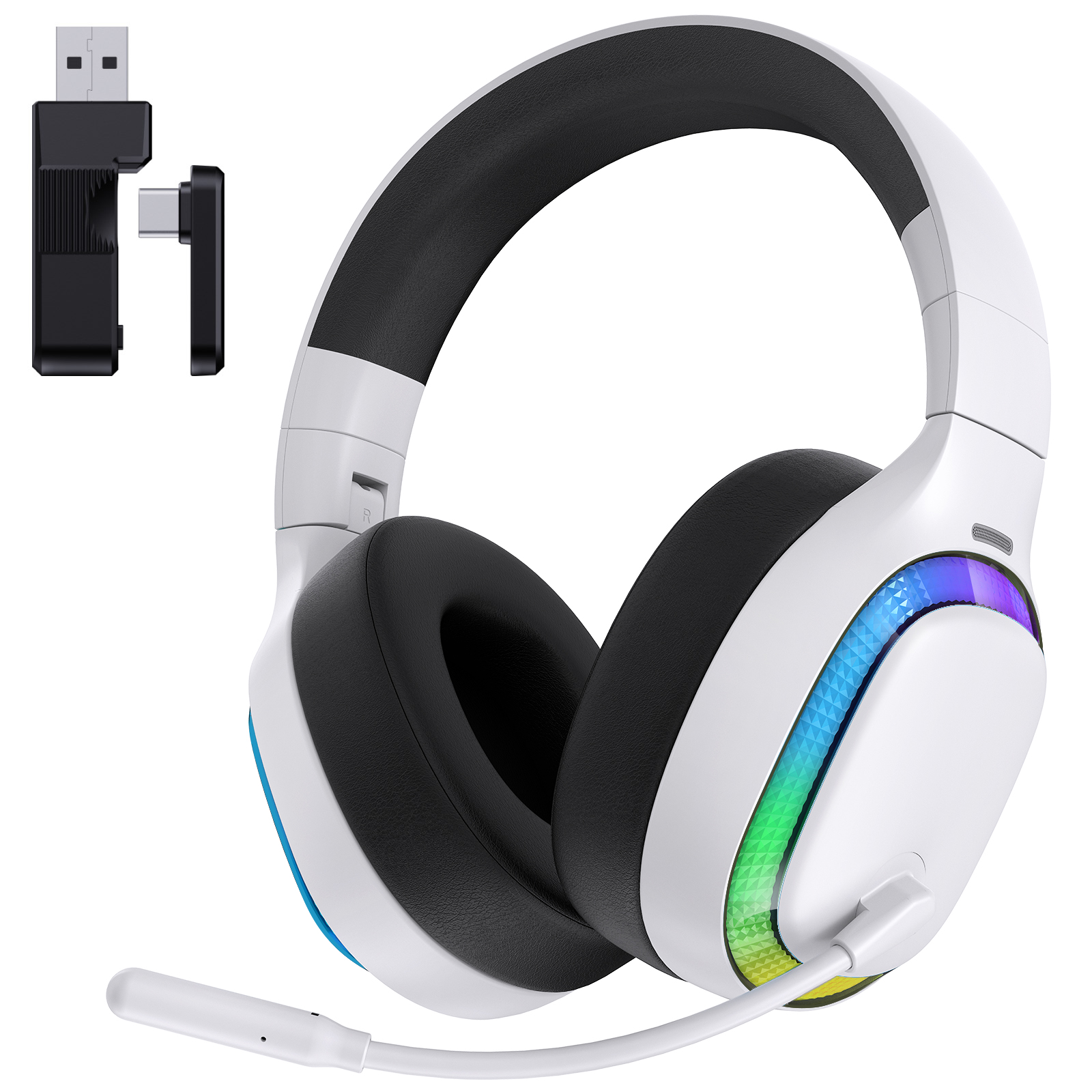 FONHAID Wireless Gaming Headset for PS5/PC/Switch, White photo 1