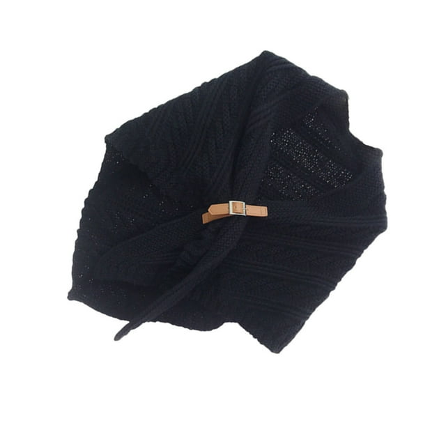 QualitChoice Châle d'Hiver pour Femmes Voyage Randonnée Mariage Fête Banquet Couleur Unie Foulard Design Simple Polyester Poncho Noir