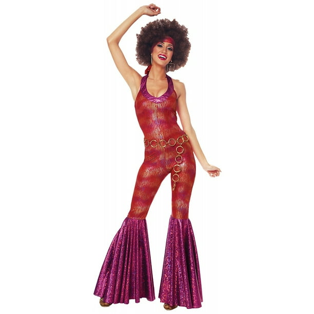 Womens 70's Foxy Disco Jumpsuit Costume Small Size 46
