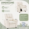 thumbnail image 5 of Snugway Kids Recliner Chair, Faux Leather Toddler Armchair with 2 Cup Holders & Side Pocket, Cream, 90lbs Capacity for 1+ Years Old, 5 of 11