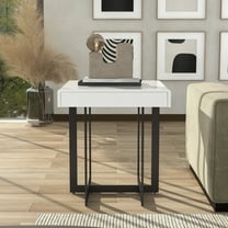 Furniture of America Ariadne 1-Drawer Wood White and Gun Metal End Table