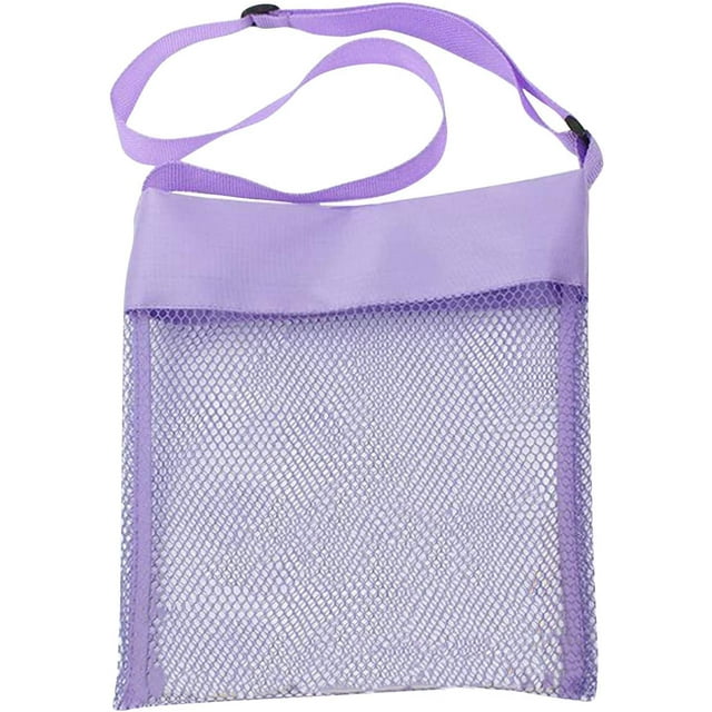 Sacs Coquillages pour Jouets de Plage pour Enfants, Sacs de Plage Colorés en Maille Respirante, Sacs Coquillages de Mer avec Sangles de Transport Ajustables, Sacs Portatifs pour Trésors de Plage en Sable et Coquillages, Sac de Rangement pour Jouets, Seulement les Sacs (Purple1)