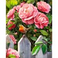 thumbnail image 1 of (11CTACC-877 45x55 color) hilo algodón ecológico bordado 11CT 3 hebras impresión 45*55cm kit serie flores punto cruz robin y rosa, 1 of 9