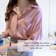 thumbnail image 4 of Camisa con cuello vuelto ANGGREK blusa holgada con botones color rosa para el trabajo diario, 4 of 8