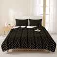 thumbnail image 3 of Twin XL Quilt Set 68''x98'', Black Yellow Geometric Lightweight Summer Bedspread Coverlet Set with 2 Pillow Shams, Modern Abstract Art Striped Breathable All Season Quilt Bedding for Dorm/Guest Room, 3 of 9