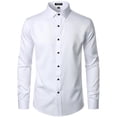 thumbnail image 2 of Camisa de vestir JEMITOP, elástica, sin arrugas, ajustada, blanca para hombre, 2 of 6