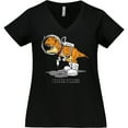 thumbnail image 3 of Inktastic Space Force Dinosaur Astronaut Women's Plus Size V-Neck T-Shirt, 3 of 5