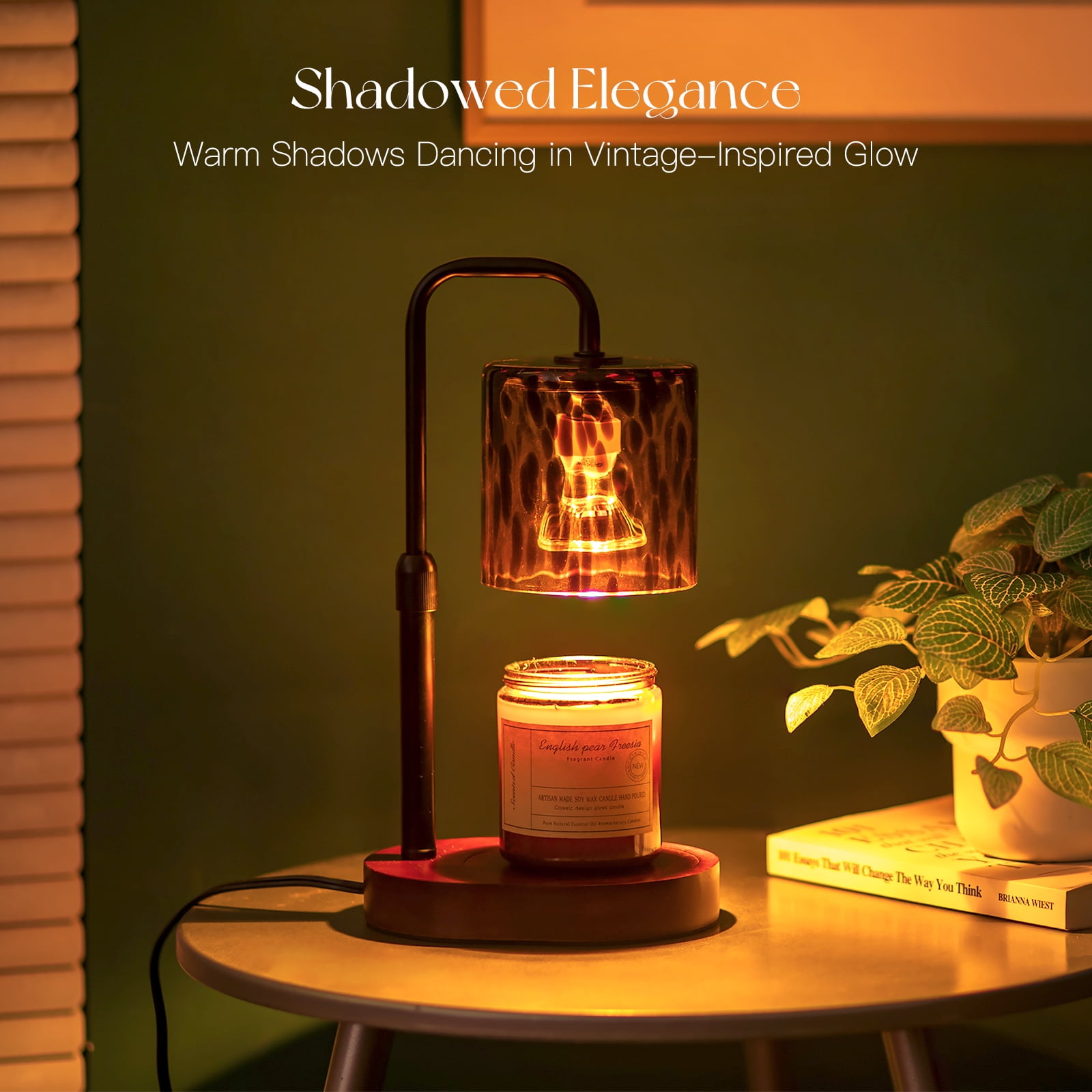 Sziqiqi Adjustable Candle Warmer Lamp with Timer: Vintage Leopard Lamp with 2 Bulbs Dimmer Tortoise Shell Design Flameless for Safe Home Fragrance Christmas Home Decor Ideal Gift for Women