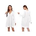 thumbnail image 4 of hirigin California Romper Dress with Shorts Long Sleeve Fall V-Neck Cotton Short Dress Mini Dress California Romper Lace Dress, 4 of 5