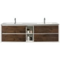 thumbnail image 2 of Eviva Vienna 75" Rosewood w/ White Frame Wall Mount Double Sink Bathroom Vanity w/ White Integrated Top, 2 of 6
