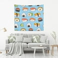 thumbnail image 6 of Cute Sushi Tapestry Wall Hanging Tapestries Happy Colorful Hippie Psychedelic Art Polyester Carpet Wall Decorative for Living Room Bedroom 60x40inch, 6 of 7
