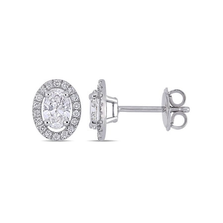 Miabella 1 Carat T.W. Diamond 14kt White Gold Halo Stud Earrings