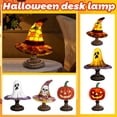 thumbnail image 4 of Vintage Halloween Decorative Desk Lamp, Multi-Style Mini Table Light, Witch Hat Ghost Pumpkin Shape Lamp with Embossed Base for Mantel Bedroom Shelf Decor, 4 of 8