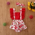thumbnail image 1 of Fille Enfant en Bas Âge Romper, Robe d'Été, Imprimé de Fleurs Cou Carré Bandeau Décontracté 2 Pièces Costume, 1 of 4