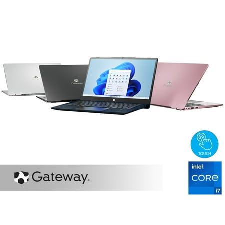 Gateway 14.1" Ultra Slim Notebook, FHD Touchscreen, Intel Core i7-1255U, 8GB RAM, 512GB SSD, Fingerprint Scanner, Tuned by THX Audio, 2MP Camera, HDMI, Windows 11, Black