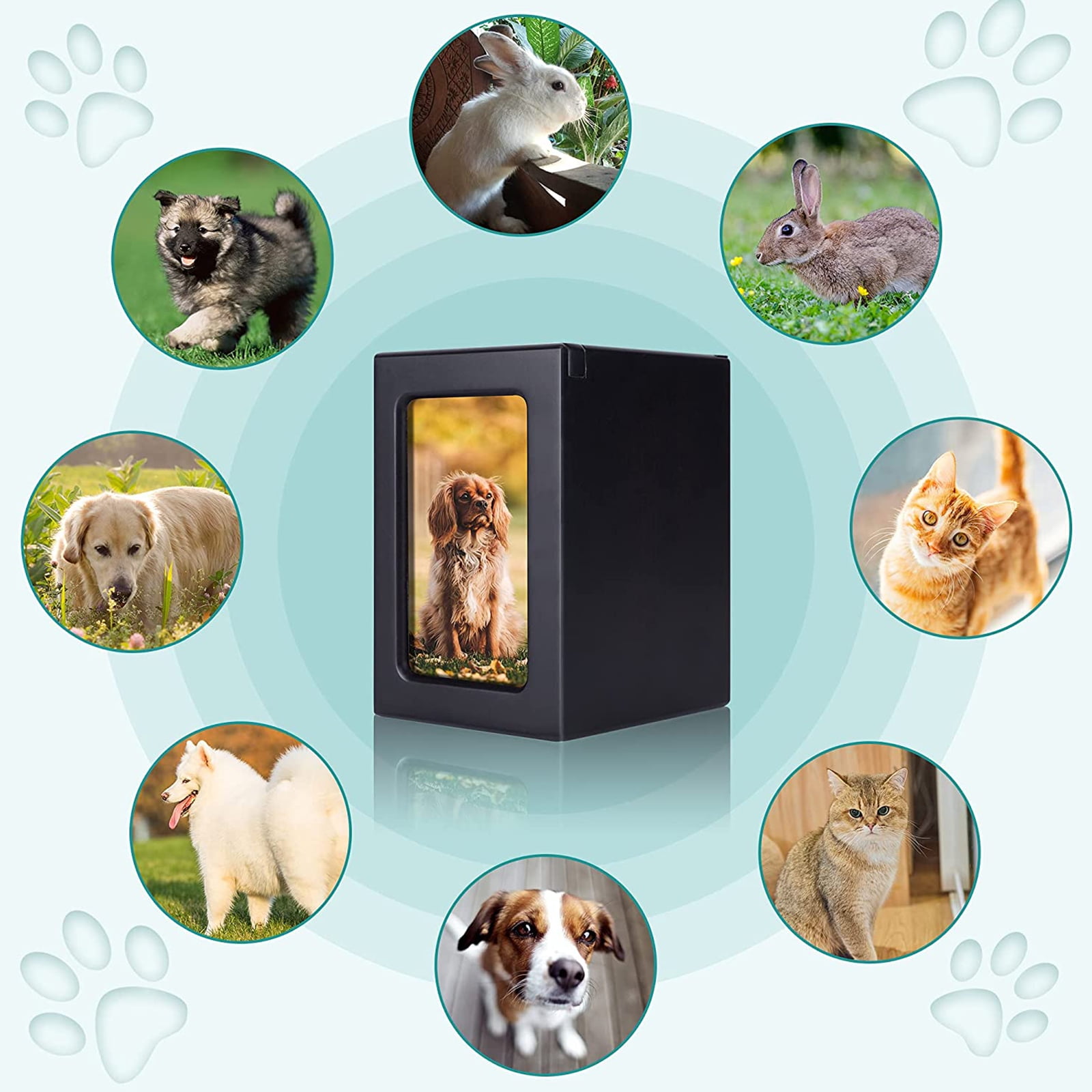 Pet Memorial Urns with Photo Frame Cremation Urn Box for Dog for Small Animal Black Color Size 4""x5.9"