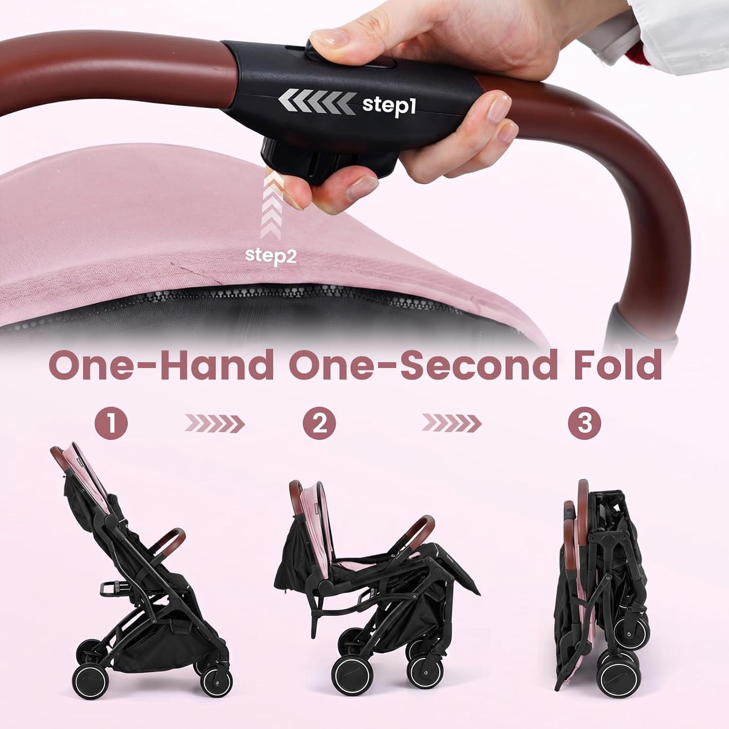INFANS Travel Stroller, Lightweight Compact Baby Stroller for Airplane with One-Hand Fold, Multi-Position Recline, Canopy, 4 Wheel Suspension, Storage Basket