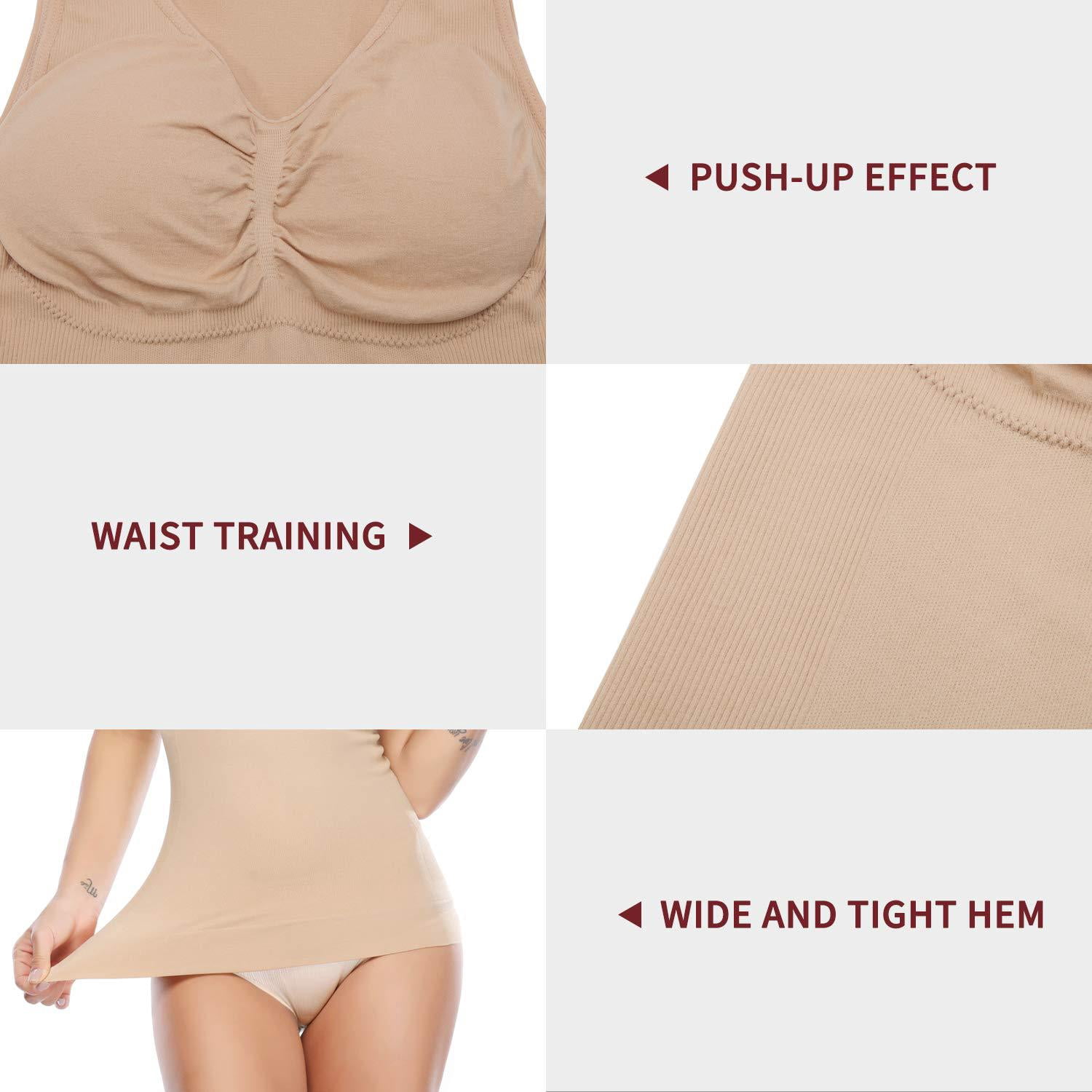 Vivashape Women's Cami with Built in Bra Padded Tummy Control