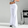 thumbnail image 4 of WTOBBY Ladies Fashion Loose Drawstring Waist Solid Color Cargo Pants Leisure Flares Casual Wear with Utility Pockets,White 2XL, 4 of 5