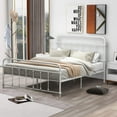 thumbnail image 2 of paproos Full Size Metal Bed Frame, Victorian Style Bed with Iron-Art Headboard and Footboard, Under Bed Storage, No Box Spring Needed, White, 2 of 10