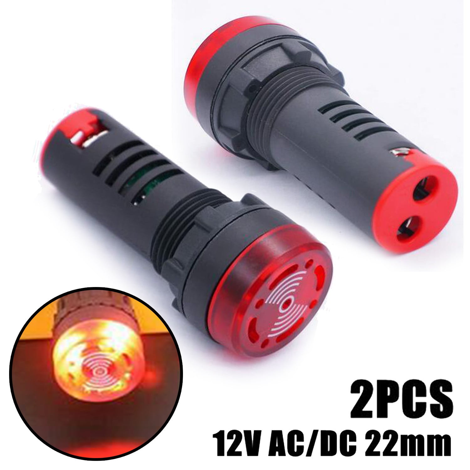 Red 24V LED Signal and Buzzer Indicator M22 Panel Mount AC/DC 