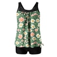 thumbnail image 2 of Tankini Swimsuits for Women Built-in Bra V Neck Floral Print 2 Piece Bathing Suits with Boyshorts Tummy Control Modest Swimwear Flowy Top, 2 of 4
