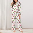 thumbnail image 2 of Honeii Watermelon And Kiwi print Women's Pajama Sets Long Sleeve Button Down Sleepwear Nightwear Soft Pjs Lounge Sets-X-Large, 2 of 7