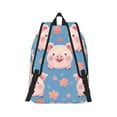 thumbnail image 3 of Naloa Canvas Backpack for Men Women Cute Pig Flowers Print Rucksack Casual Travel Daypack Large and Small Durable College Tote Satchel Bookbag for Teens, 3 of 8
